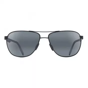 MAUI JIM heren 728-2M gepolariseerde zonnebril - matzwart montuur, neutraalgrijze glazen