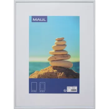MAUL 1935802 enkel fotolijst 30 x 40 cm, witte MDF met splintervrij polycarbonaat voorzijde, wandmontage