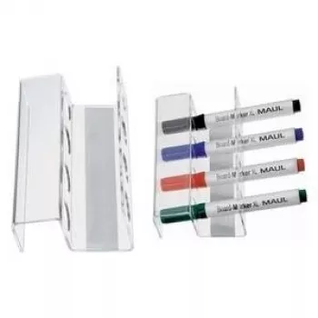 MAUL acryl magnetische pennenhouder voor 4 whiteboard- of flipchartmarkers, kristalhelder (6388405)