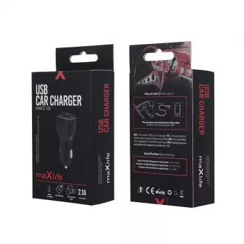 MAXLIFE MXCC-01 Fast Charge 2.1A auto-oplader - zwart