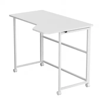 MCN Maclean klaptafel L-vorm wit 100x65 cm mobiel met vergrendelbare wielen MC-1250 L/W