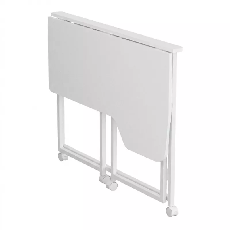 MCN Maclean klaptafel L-vorm wit 100x65 cm mobiel met vergrendelbare wielen MC-1250 L/W