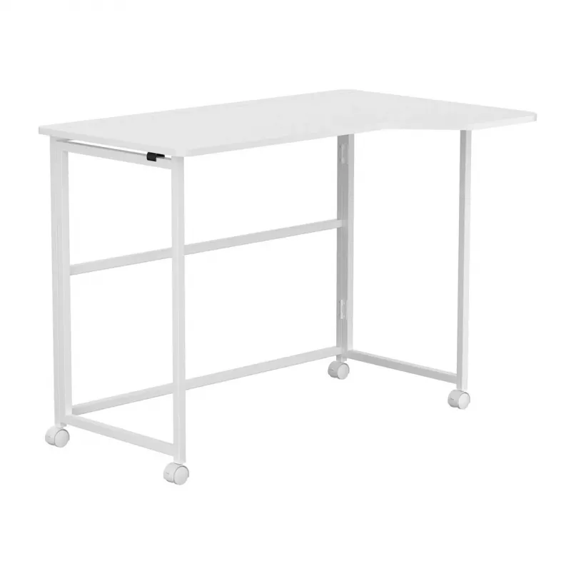 MCN Maclean klaptafel L-vorm wit 100x65 cm mobiel met vergrendelbare wielen MC-1250 L/W