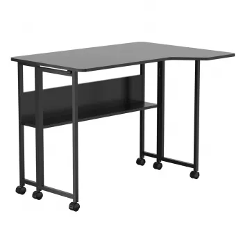 MCN Maclean opvouwbaar bureau/tafel, zwart, mobiel, 100x73 cm, max. 50 kg, verstelbaar, L-vormig, MC-126 L/B
