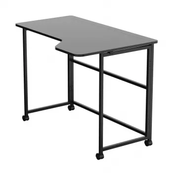 MCN Maclean MC-1250 L/B Opvouwbaar L-vormig Hoekbureau, Zwart, Mobiel, 100x65 cm, Max 50 kg