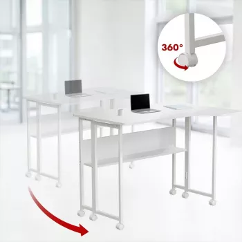MCN Maclean MC-126 L/W Opvouwbaar L-vormig Bureau, Wit, Mobiel, 100x73 cm, 50 kg Belasting