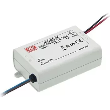 MEAN WELL APV-35-24 36W 24V constante spanning LED-driver, 90-264V AC-ingang, passieve koeling, wit