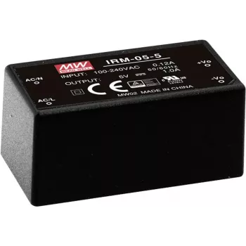 MEAN WELL IRM-05-5 5W AC-DC voedingsmodule, 5V 1A, PCB-montage, zwart