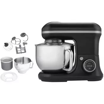 MEDION LIFE MD18420g digitale keukenmachine 500W motor, 1000W verwarming, 2,2L kom, 10 standen + turbo, LCD-display, roestvrij staal, zwart