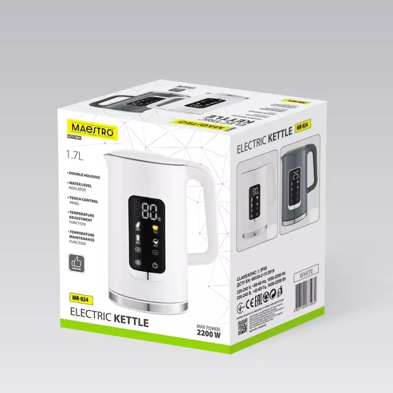 MEO Maestro Elektrische waterkoker met temperatuurregeling 1,7L 2200W
