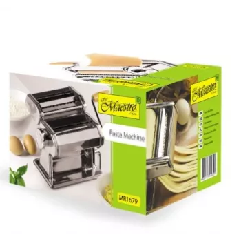 MEO MR-1679 MAESTRO handmatige pastamachine - verchroomd staal, 9 dikte-instellingen, 3 pastasoorten, tafelklem