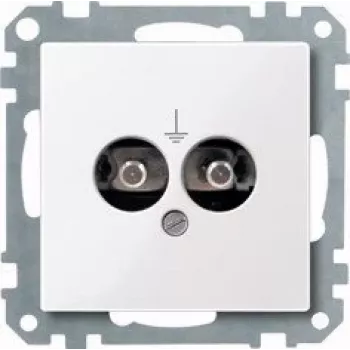 Merten 290425 Schuko-stopcontactinzet, polarwit (RAL 9010), inbouw, 16 A, 250 V, IP20, schroefklemmen, System M