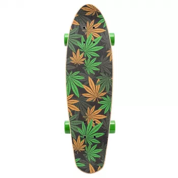 Meteor Cannabis groen-bruin-oranje mini cruiser skateboard 22 inch