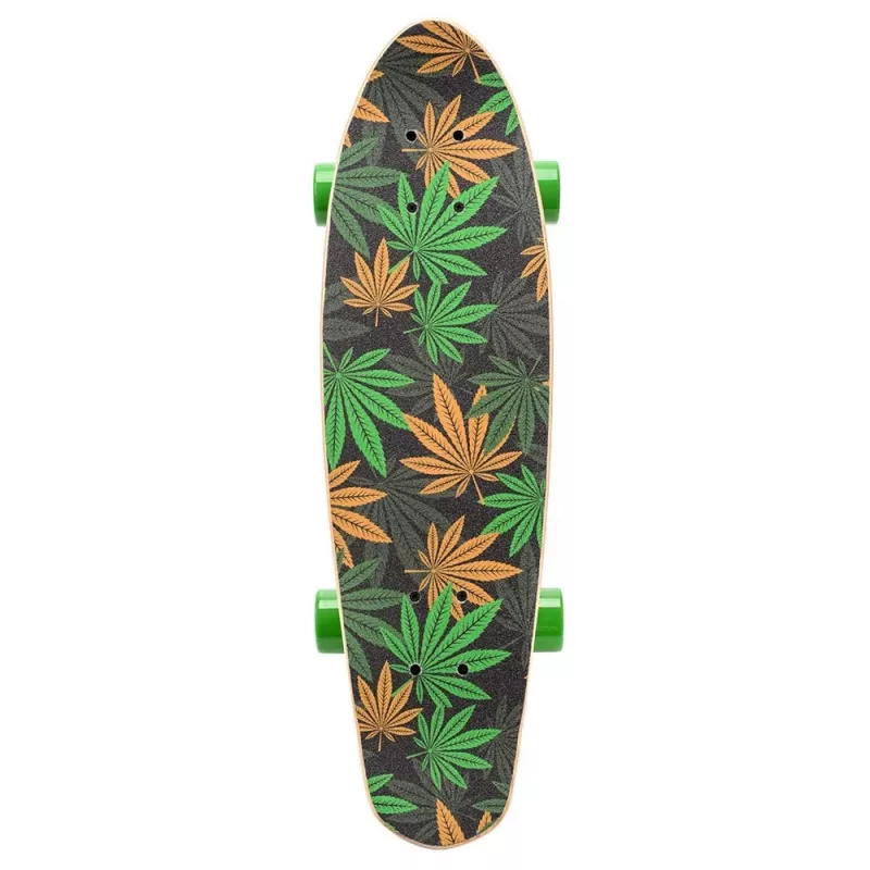 Meteor Cannabis groen-bruin-oranje mini cruiser skateboard 22 inch