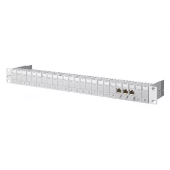 METZ CONNECT 130920-E 1U 24-poorts patchpanel, 90° gehoekt, leeg, lichtgrijs 130920-E-90