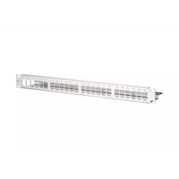 METZ CONNECT 130921-00-E 1U 24-poorts afgeschermd patchpanel, Cat.6A, lichtgrijs 130921-00-E-90