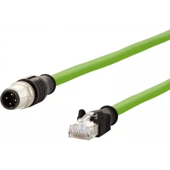 METZ CONNECT 142M1D15100 M12 naar RJ45 industriële Ethernet-kabel, D-gecodeerd, 4-polig, AWG 22, 10 m, groen