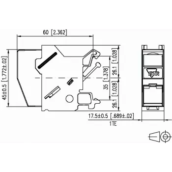METZ CONNECT BTR E-DAT Module REG 8(8) IP20 Empty - DIN-rail datamodulebehuizing, 1TE, lichtgrijs