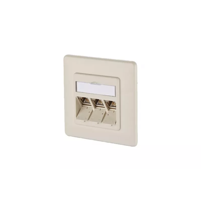 METZ CONNECT BTR IT CONNECT E-DAT module 3x8(8) UP - inbouw netwerkdoos, 3-poorts RJ45, CAT 6, afgeschermd, parelwit (RAL 1013) 1309131001-E