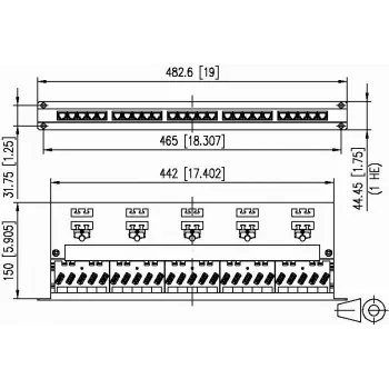 METZ CONNECT BTR UAE 25x8(8) Cat.6 afgeschermd patchpanel, 25 poorten, 1U, lichtgrijs 130887-E