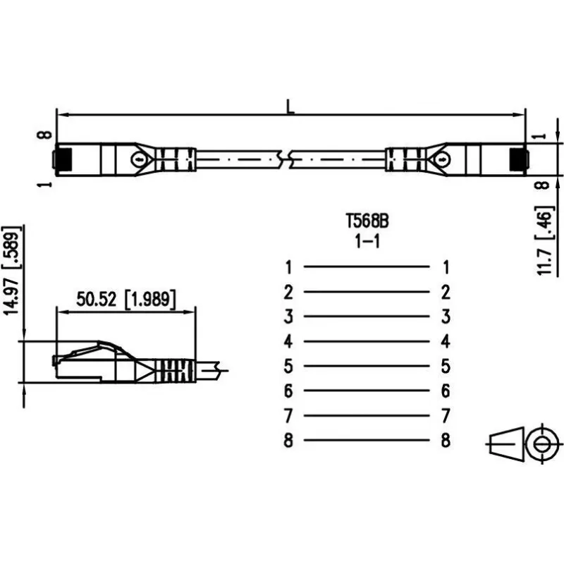 METZ CONNECT 1308455088-E Cat.6A Patchkabel, RJ-45 male naar male, 10GBase-T, vergulde contacten