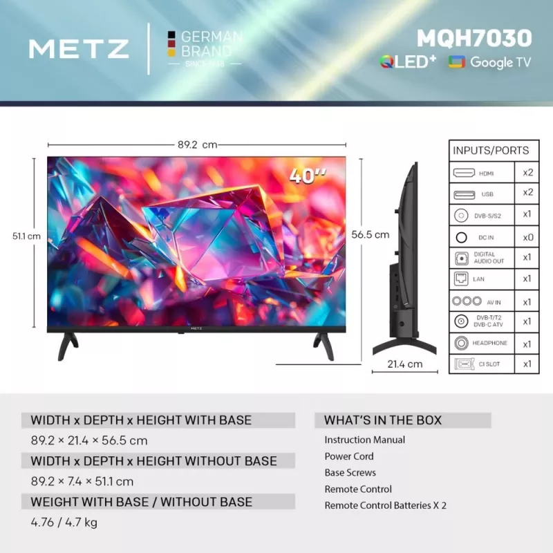 Metz MQH7030Z 40 inch Full HD Android TV zwart