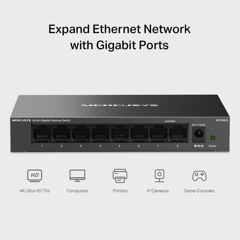 MEU Mercusys MS108G 8-poorts Gigabit desktop-switch