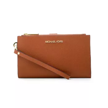Michael Kors Jet Set Travel Continental Wristlet Wallet 35F8GTVW0LLUG - Saffiano leer, Luggage, goudtint hardware