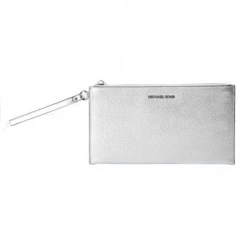 Michael Kors Jet Set Travel Crossbody Tas Zilver Saffiano Leer 35F4STVW3LSIL