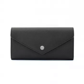 Michael Kors Jet Set Travel large zip around continental portemonnee saffiano leer zwart goudtinten