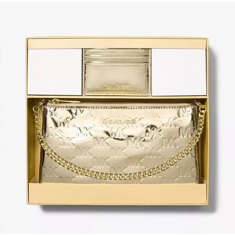 Michael Kors Jet Set Travel toteset met portemonnee - Opal Multi Signature Coated Canvas