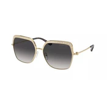 Michael Kors MK1141-10188G dames zonnebril - zwart acetaat montuur, grijze gradient glazen, 57 mm