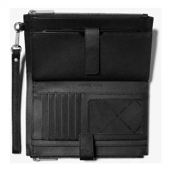 Michael Kors dames Jet Set Travel Saffiano leren platte briefcase polsportemonnee 35F8GTVW0LBLA (zwart)