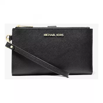 Michael Kors dames Jet Set Travel Saffiano leren platte briefcase polsportemonnee 35F8GTVW0LBLA (zwart)