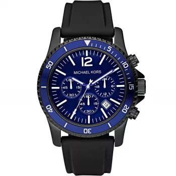 Michael Kors MK8165 Heren kwartshorloge, 46 mm, zwart/blauwe wijzerplaat