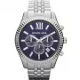 Michael Kors MK8280 Heren kwartshorloge, 45 mm, zilver/donkerblauwe wijzerplaat