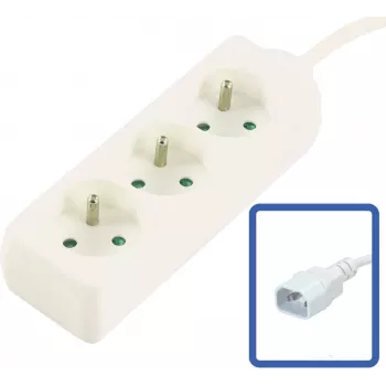 MicroConnect 3-voudig Frans Type E stopcontactenblok met schakelaar, overbelastingsbeveiliging & kinderveiligheid, 1,5m kabel, wit (MC-PS030150FRUPSW)