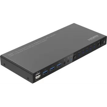 MicroConnect 4K@60Hz HDMI KVM-switch 4x1 met 4K60 4:4:4, USB 3.0 hub, audio, metalen behuizing (MC-HDMIKVM0401-USB3-4K)