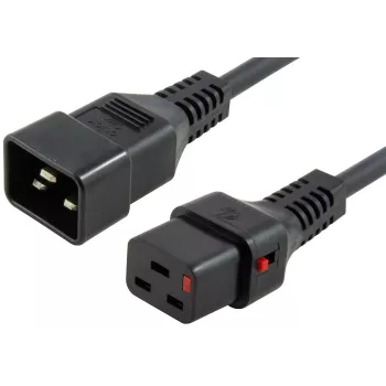 MICROCONNECT vergrendelbare netkabel C20 naar C19, 2,5m, 16A, zwart