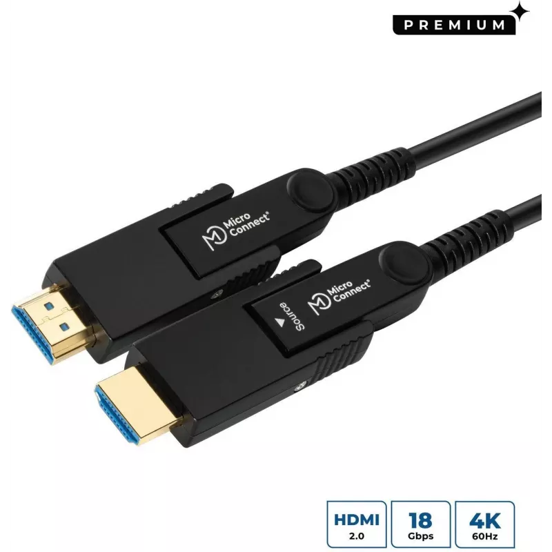 MicroConnect Premium Optic Fiber HDMI Type A actieve optische kabel, 4K, 10m, zwart
