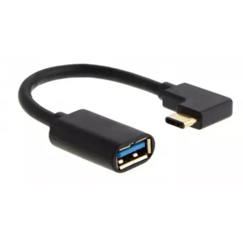 MICROCONNECT USB-C haakse stekker naar USB 3.0 Type-A kabel, 0,5 m, zwart