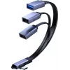 MicroConnect USB-C haakse splitterkabel, 3x USB-A 3.0, 0,15 m, zwart