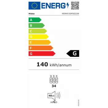 Midea wijnkoeler MDRW150FGG22W vrijstaand 34 flessen zwart