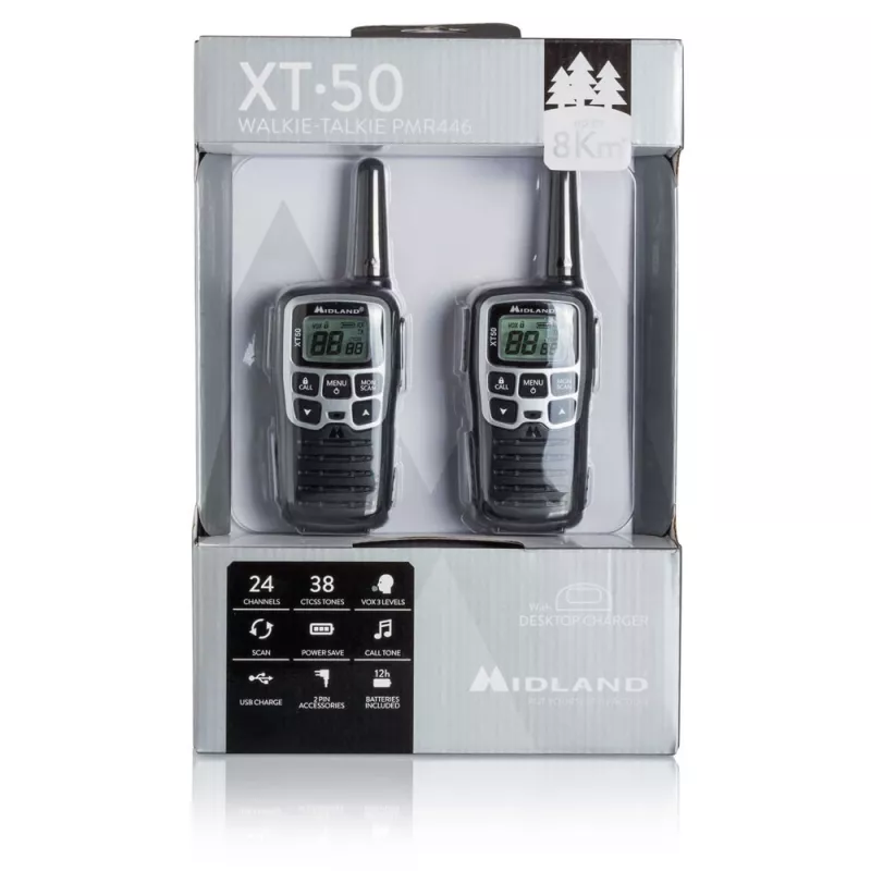 Midland XT50 2x PMR446 Handportofoon Grijs