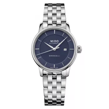MIDO Baroncelli III dames automatisch horloge 30mm blauwe wijzerplaat edelstahl M037207110410