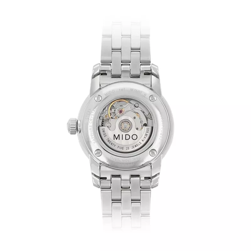 MIDO Baroncelli Lady automatisch horloge M76004181 29mm roestvrij staal wit parelmoer