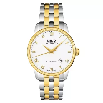 MIDO herenhorloge M86009261 Baroncelli III 38mm automatisch zilveren wijzerplaat zwart leer