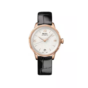 MIDO dames automatisch horloge M043207360180 34mm roségold PVD edelstahl witte parelmoer wijzerplaat zwarte leren band Limited Edition