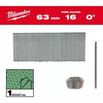 Milwaukee 16 Gauge 63 mm 0° brads voor M18 FN16GS (verpakking van 2500)