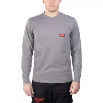 Milwaukee Langarm-T-shirt met borstzak lichtgrijs XL